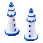 Customizable Decorative Ornament Mediterranean Style White Blue Edge Lighthouse Aquarium Landscape Decoration Resin Craft