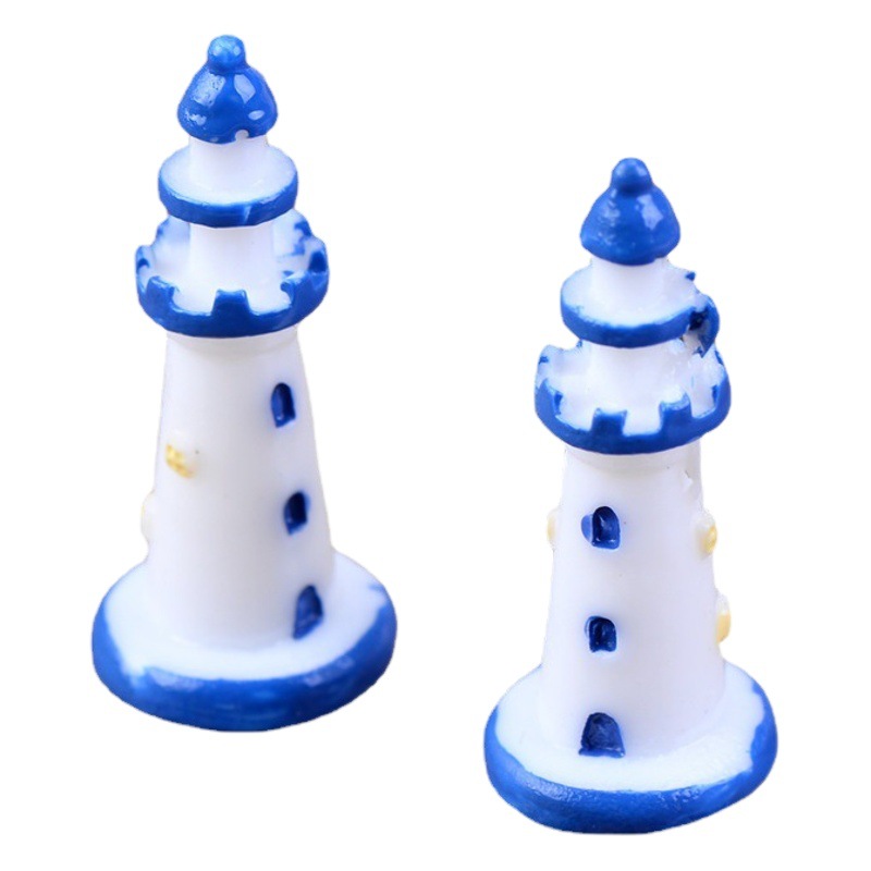 O1CN01na5H8m1Bs2uuP4A6g_0-0-cib.jpg Customizable Decorative Ornament Mediterranean Style White Blue Edge Lighthouse Aquarium Landscape Decoration Resin Craft - Image 1