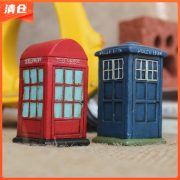 Retro Creative Gift Cartoon Home Desktop Decoration Resin Craftwork Telephone Booth Customizable Ornament Clear Shelf - Image 2