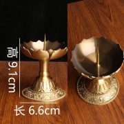 Bronze Candlestick for Buddhist Worship Lotus and Eight Treasures Pattern Metal Craftwork for Temple Decoration - Image 3