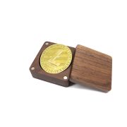 Solid Wood Black Walnut Custom Metal Medal Badge Mini Portable Coin Storage Box Magnetic Version Single Pack Commemorative Coin - Image 5