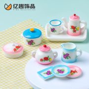 Retro 80s Themed Customizable Ceramic Tea Cup and Pot Miniature Decorative Ornament for DIY Dollhouse Decoration - Image 2