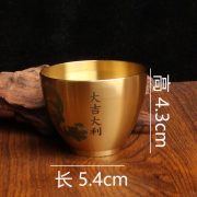 黄铜百福缸米缸聚宝盆大吉大利五虎小摆件百福缸烟灰缸茶酒工艺品 - Image 4