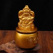 Alloy Wealth God Ornaments Rotating Home Business Opening聚宝盆 Yellow Metal Crafts for Wholesale - Image 3