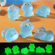 Customizable Decorative Ornaments Cartoon Hippo Night Light Small Figurine Ocean Theme Resin Craft Ideal for Aquarium Decor