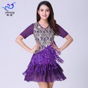 Latin Dance Dress with Sequin Tassel Adult Stage Performance Costume for Dance Performances Competitions and Show Performances - Image 3