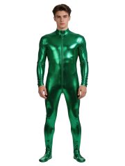 Men's Bright Leather Glued Tight-Fitting Costume Headless Full-Body Superzentai Stage Performance Outfit for Adults - Image 5