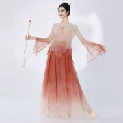 New Classic Dance Performance Costume Women Phoenix Red Gradient Color Drifting Silk Clothes Chinese Fan Dance Performance Outfit - Image 3