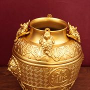 Bronze Four-Sided Wealth Attracting Cauldron Relief Patterned Money Jar for Living Room Office Business Opening Decorations - Image 2
