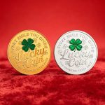 Lucky Four-leaf Clover Commemorative Coin Custom Metal Medal Badge Engraved Colorful Relief Surface Metal Craft In Stock