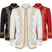 Elegant Adult Stage Performance Costume Men's Gold-Embedded Formal Court Outfit Black White Opera Stage Show Dress - Image 2