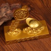 新款沙金色财库钥匙元宝转转摆件招财进宝金钥匙桌面装饰摆件 - Image 3