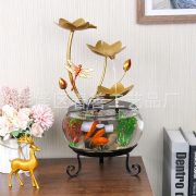 Creative Desktop Glass Fish Tank Flowing Water Fountain Ornament for Living Room Entrance TV Cabinet Circular Wealth Attraction - Image 4