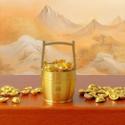 【活动】黄铜实心仿真沙金小元宝一桶金聚宝盆百福缸家居摆件礼品 - Image 4