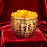 创意黄铜米缸招财百福缸聚宝盆卧室客厅冰箱桌面摆件黄铜百福水缸