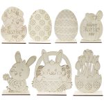 Easter Print Egg Decorations Cute Home Rabbit Ornaments American Vintage Wooden Cartoon Artifacts European Style Craftwork