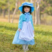 Family Outdoor Activity Outfit Light Blue Long Sleeve Polka Dot Long Skirt Adult Stage Performance Costume Country Farm Picnic Experience - Image 2