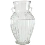 Double-Eared Vertical Transparent Glass Flower Vase Customizable Decorative Ornament for Fresh and Dried Flowers Green Ivy
