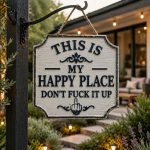 Customizable Decorative Vintage Happy Place Sign Amazon Cross-Border Cute Ornament for Home Decor