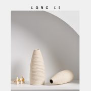 隆利陶瓷花瓶ins侘寂风创意摆件办公桌家居客厅装饰插花干花花器 - Image 2