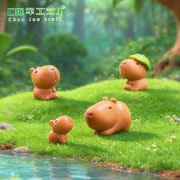 Customizable Decorative Ornaments Miniature Landscape Cute Lotus Leaf Hat Capybara Doll Garden Sculpture DIY Decoration Accessories - Image 3