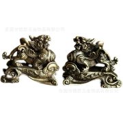 Solid Brass Office Desk Pair of Xi Wang Small Figurines Antique Bronze Tea Pet Jewelry Crafts Gifts Handheld Pieces - Image 5