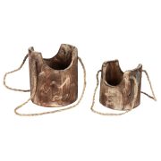Handmade Wooden Decorative Ornament American Vintage Style Green Plant Flower Pot Hanging Basket Carbonized Utility Tray - Image 6