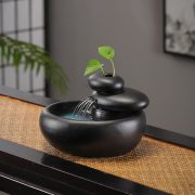 Creative Chinese Style Stacked Stone Water Fountain Ornament for Office Tea Table New Home Decoration Fish Tank Gift