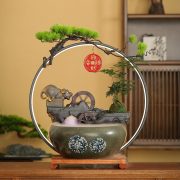Lucky Flowing Water Fountain Ornament for Home Office Decoration Circular Water Feature Ideal Housewarming Gift