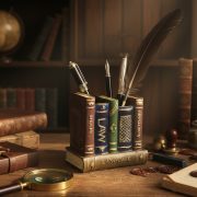 Retro Style Resin Decorative Ornament Customizable Bookends Home Living Room Desktop Storage Multi-Function Creative Pen Holder - Image 2