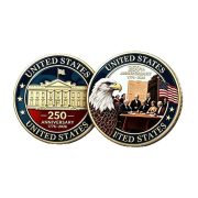 USA 250th Anniversary Commemorative Coin 1776-2026 Double-Sided Color Printed Commemorative Seal White Eagle White House Collection - Image 5