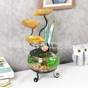 Creative Desktop Glass Aquarium Water Flowing Fountain Ornament Ideal Office Opening Gift Landscape Small Decoration - Image 3