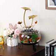 Glass Fish Tank Water Fountain Ornament for Desktop Home Office Front Desk Landscape Decoration Continuous Flow Design - Image 3