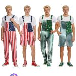 USA Independence Day Flag Overalls Halloween Irish Green Saint Patrick's Day Cosplay Costume Adult Stage Performance Wear