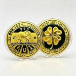 Russian Lucky Four-leaf Clover Commemorative Coin Custom Metal Medal Badge with 3D Relief UV Color Printing Elephant Design