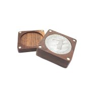 Solid Wood Black Walnut Custom Metal Medal Badge Mini Portable Coin Storage Box Magnetic Version Single Pack Commemorative Coin