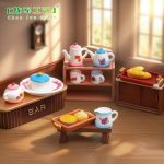 Creative Retro Print Ceramic Tea Cup and Pot for Miniature Scene DIY Decorative Ornaments Customizable Dollhouse Accessories