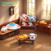Creative Retro Print Ceramic Tea Cup and Pot for Miniature Scene DIY Decorative Ornaments Customizable Dollhouse Accessories