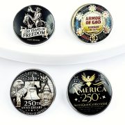 USA 250th Anniversary Custom Metal Medal Badge Embossed Commemorative Coin Chest Pin Gift 2026 Independence Day Theme