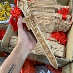 Small Peach Wood Sword Carving American Vintage Decorative Ornaments Children's Toy Craft Wholesale Wooden Artifacts