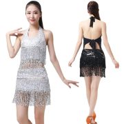 Shiny Sequin Stage Performance Costume Adult Belly Dance Jazz Dance Performance Outfit With Fringe Top Bra For Women - Image 5