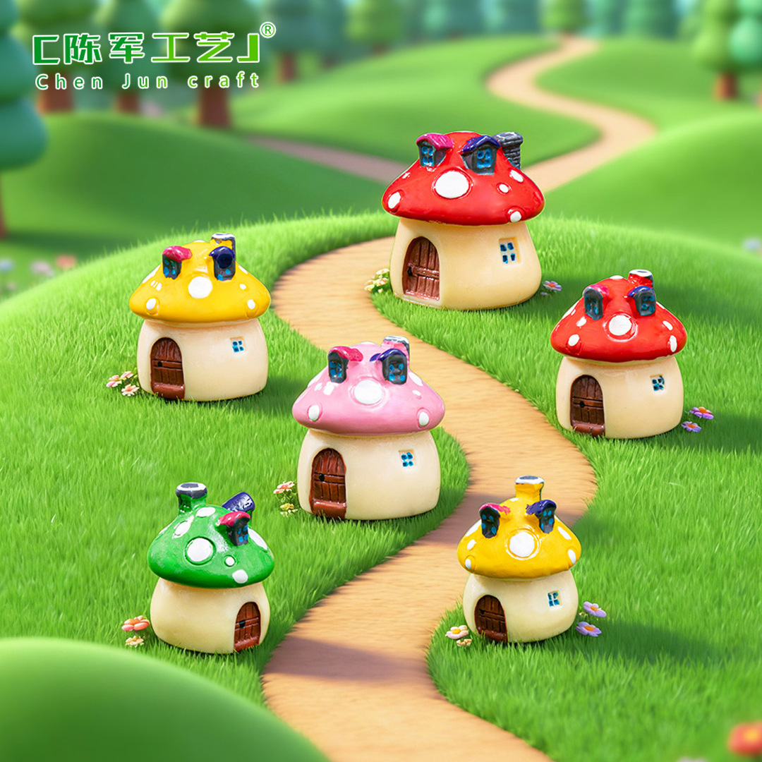 O1CN01s2CgzY1cadhdLeL8d_1031983617-0-cib.jpg Customizable Decorative Ornaments Miniature Landscape Zakka Mediterranean Style Mushroom House Castle Resin Crafts - Image 1