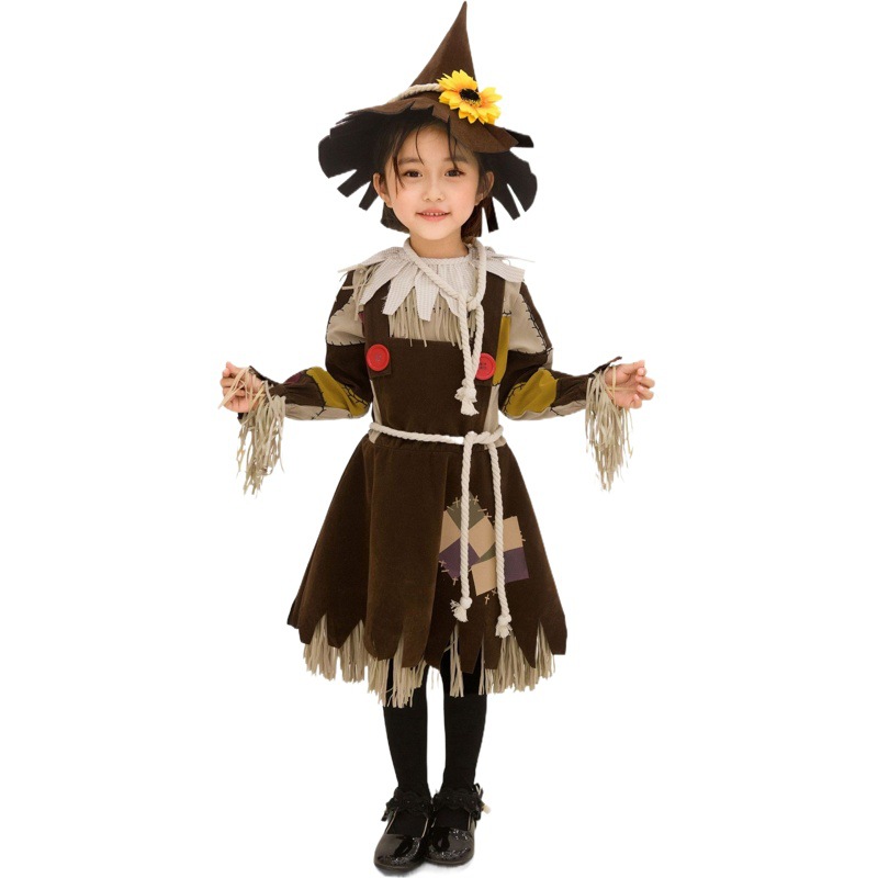 O1CN01sAVte21Bs2uqB2LbP_0-0-cib.jpg Children's Halloween Costume Green Wild Fairy Princess Skirt Adult Stage Performance Costume Little Straw Man Play Dress - Image 1