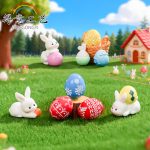 Creative Cute Resin Easter Egg Decorative Ornaments Customizable Desk Decoration Gifts for Office Car Miniature Landscape Accessories