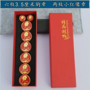 Custom Metal Medal Badge Chairman Mao Zedong Portrait 6 Pieces Tiananmen Emblem 2 Pieces Small Red 'Serve the People' Commemorative Badge