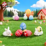 Customizable Resin Easter Cartoon Patterned Egg Decorative Ornaments for Office Desktop Car Decoration Accessories