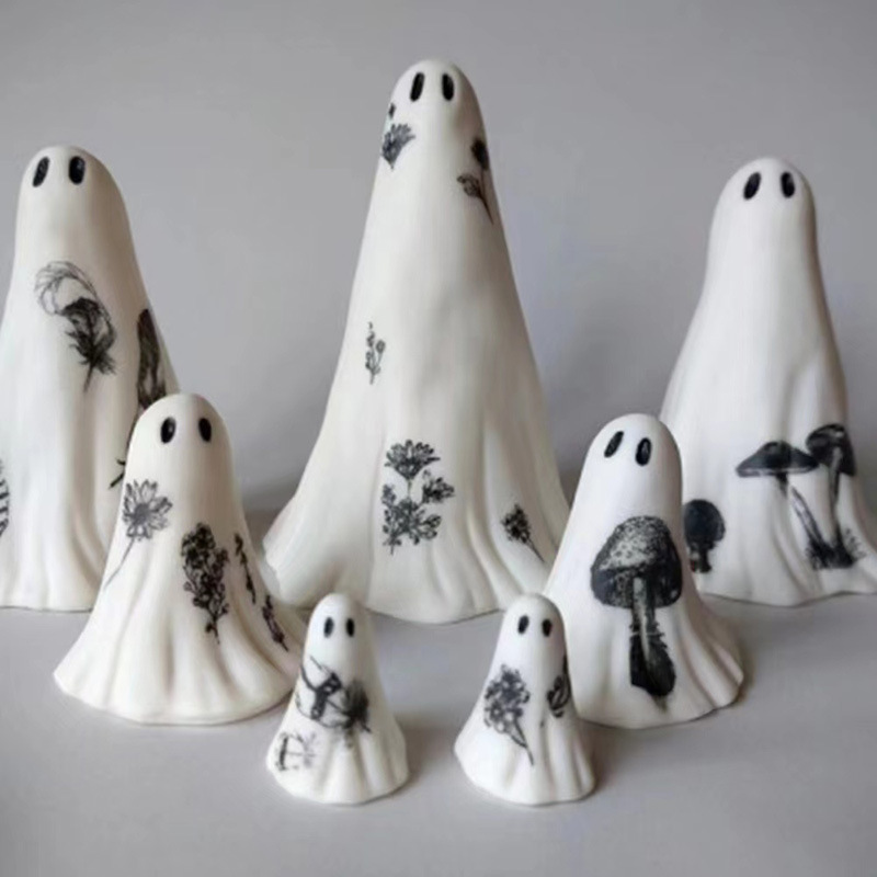 O1CN01sjpCKy26GQKvVwoVS_2211084537634-0-cib.jpg Customizable White Ghost Resin Decoration Creative Home Decor Haunted House Design Scary Customizable Ornament Halloween New Arrival - Image 1