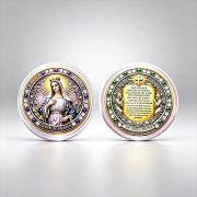 Queen of Heaven Commemorative Coin Custom Metal Medal Badge Maria Blessing 2D Color Printed Craftwork Souvenir Collection