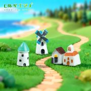 Customizable Decorative Windmill House Ornament Succulent Landscape Decoration Creative Resin Craft House Castle Design