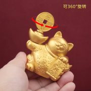 Attracting Wealth Cat Figurine Custom Metal Badge Rotatable Home Decor Lucky Charm Money Symbol Desktop Ornaments Wholesale Dropshipping - Image 2
